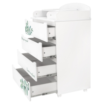 Комод Indigo Green Line 800/4 ЛДСП, МДФ с узким пеленальным столиком белый с принтом