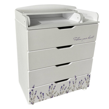 Комод детский с пеленальной доской Indigo Baby Line 800/4 ЛДСП, МДФ  белый с принтом