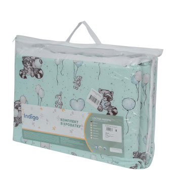 Борт в кроватку из 4-х частей Indigo Лесные зверята поплин 