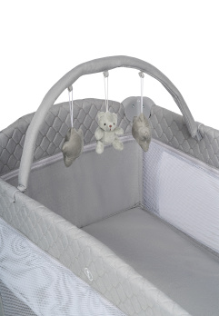 Кровать-манеж Indigo BON-BON TOY c маятником, (2 уровня) серый