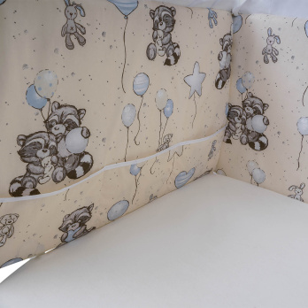 Борт в кроватку из 4-х частей Indigo Лесные зверята поплин 