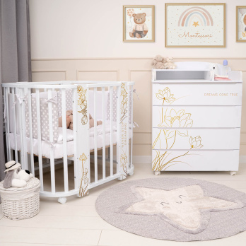 Комод Indigo Green Line 800/4 ЛДСП, МДФ с узким пеленальным столиком белый с принтом