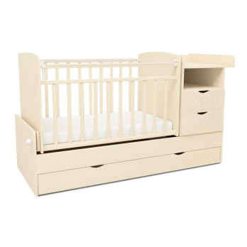 Кровать детская Кровать-трансформер Indigo СОНАТА с маятником и фигурной спинкой бежевый