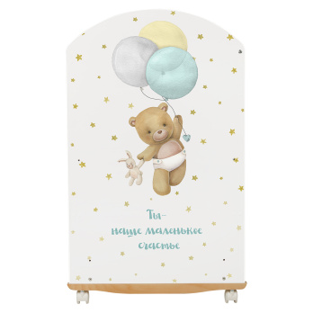 Кровать детская Indigo My Sleepy (фигур.спин., колесо-качалка) белый мишка