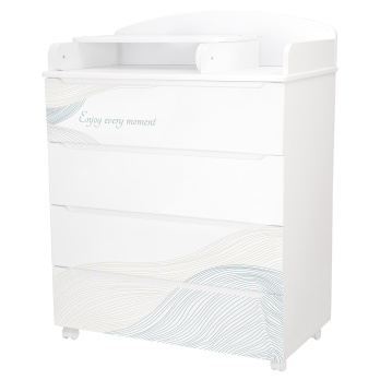 Комод Indigo Green Line 800/4 ЛДСП, МДФ с узким пеленальным столиком белый с принтом