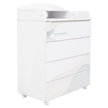 Комод Indigo Green Line 800/4 ЛДСП, МДФ с узким пеленальным столиком белый с принтом