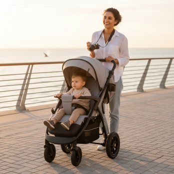 Коляска прогулочная Indigo EPICA XL AIR с сумкой серый