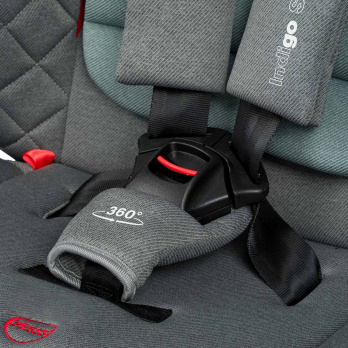 Автокресло INDIGO SMART+ Isofix, капюшон, подножка, 0+1+2+3 (0-36 кг) серый