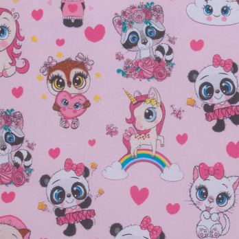 Комплект в кроватку 6 предметов Indigo Малыши (подушечки) перкаль розовый пандочки