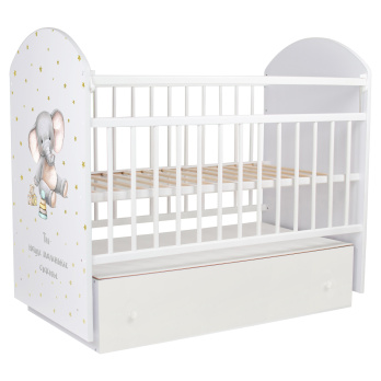 Кровать детская Indigo My Sleepy маятник, ящик белый слоник