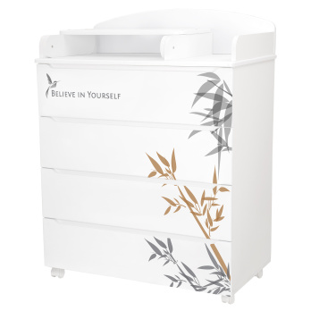 Комод Indigo Green Line 800/4 ЛДСП, МДФ с узким пеленальным столиком белый с принтом