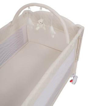 Кровать-манеж Indigo BON-BON TOY c маятником, (2 уровня) бежевый