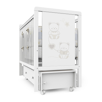 Кровать детская Indigo Happy Friends маятник на колесах, ящик 