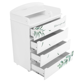 Комод Indigo Green Line 800/4 ЛДСП, МДФ с узким пеленальным столиком белый с принтом