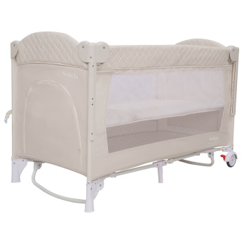Кровать-манеж Indigo BON-BON TOY c маятником, (2 уровня) бежевый