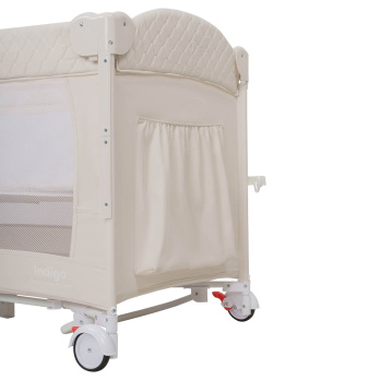 Кровать-манеж Indigo BON-BON TOY c маятником, (2 уровня) бежевый