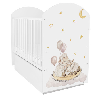 Кровать детская Indigo With Love маятник, ящик белый овечки