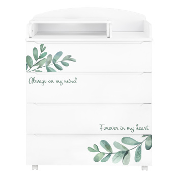 Комод Indigo Green Line 800/4 ЛДСП, МДФ с узким пеленальным столиком белый с принтом