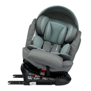 Автокресло INDIGO SMART+ Isofix, капюшон, подножка, 0+1+2+3 (0-36 кг) серый