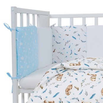 Комплект в кроватку 6 предметов Indigo Лесные зверята (подуш.) поплин 