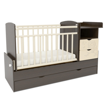 Кровать детская Кровать-трансформер Indigo СОНАТА с маятником и фигурной спинкой венге