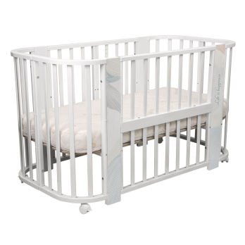 Кровать детская "Indigo "Green Line" 5 в 1 с поперечным маятником белый с принтом