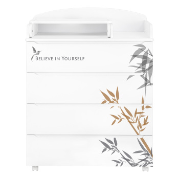 Комод Indigo Green Line 800/4 ЛДСП, МДФ с узким пеленальным столиком белый с принтом