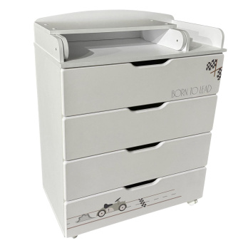 Комод детский с пеленальной доской Indigo Baby Line 800/4 ЛДСП, МДФ  белый с принтом