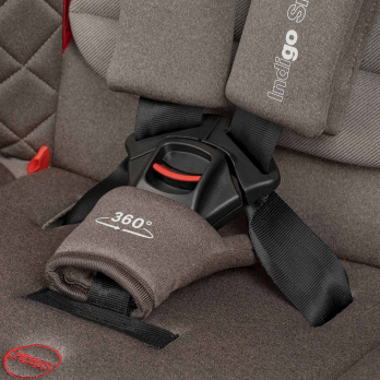 Автокресло INDIGO SMART+ Isofix, капюшон, подножка, 0+1+2+3 (0-36 кг) бежевый