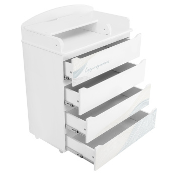 Комод Indigo Green Line 800/4 ЛДСП, МДФ с узким пеленальным столиком белый с принтом