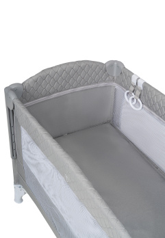 Кровать-манеж Indigo BON-BON TOY c маятником, (2 уровня) серый