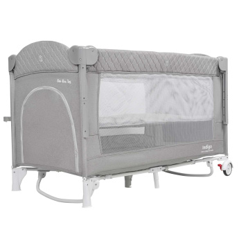 Кровать-манеж Indigo BON-BON TOY c маятником, (2 уровня) серый
