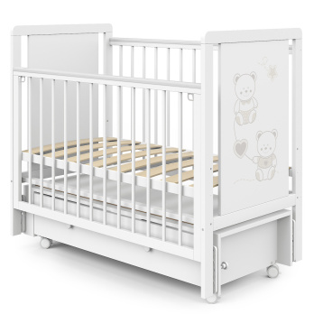 Кровать детская Indigo Happy Friends маятник на колесах, ящик 