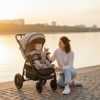 Коляска прогулочная Indigo EPICA XL AIR с сумкой бежевый