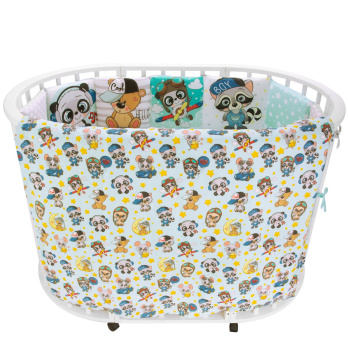 Комплект в кроватку 6 предметов Indigo Малыши (подушечки) перкаль бирюзовый