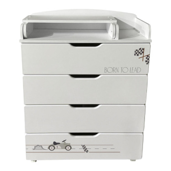 Комод детский с пеленальной доской Indigo Baby Line 800/4 ЛДСП, МДФ  белый с принтом