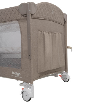 Кровать-манеж Indigo BON-BON TOY c маятником, (2 уровня) бежевый