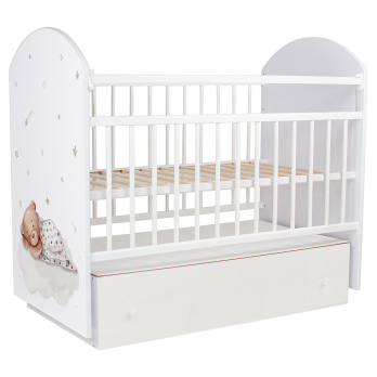 Кровать детская Indigo With Love маятник, ящик белый мишка