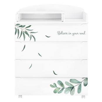 Комод Indigo Green Line 800/4 ЛДСП, МДФ с узким пеленальным столиком белый с принтом