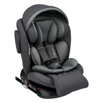 Автокресло INDIGO SMART+ Isofix, капюшон, подножка, 0+1+2+3 (0-36 кг) серый