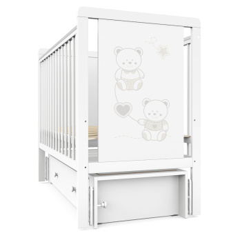 Кровать детская Indigo Happy Friends маятник на колесах, ящик 