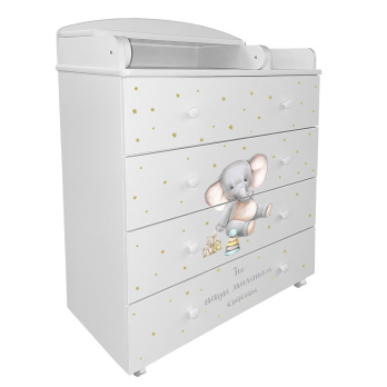 Комод Indigo My Sleepy 800/4 ЛДСП белый слоник