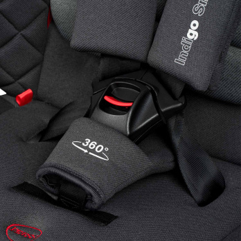 Автокресло INDIGO SMART+ Isofix, капюшон, подножка, 0+1+2+3 (0-36 кг) серый