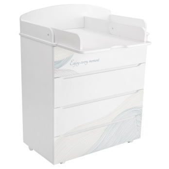 Комод Indigo Green Line 800/4 ЛДСП, МДФ с узким пеленальным столиком белый с принтом