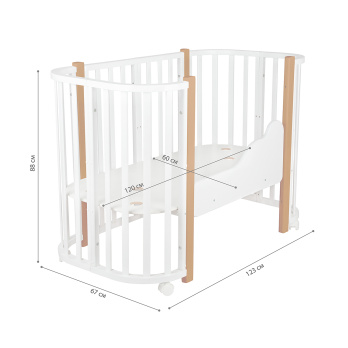 Кровать детская Indigo Baby Lux 3 в 1 (кровать, манеж, диван) белый