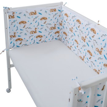 Борт в кроватку из 4-х частей Indigo Лесные зверята поплин 