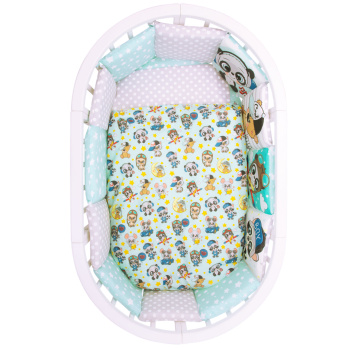 Комплект в кроватку 6 предметов Indigo Малыши (подушечки) перкаль бирюзовый