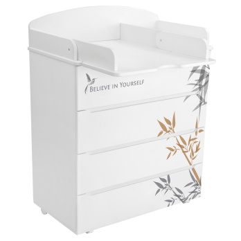 Комод Indigo Green Line 800/4 ЛДСП, МДФ с узким пеленальным столиком белый с принтом