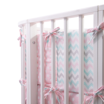 Комплект в кроватку 6 предметов Indigo Малыши (подушечки) перкаль розовый пандочки