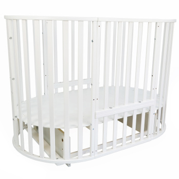 Кровать детская INDIGO Омега 25 6в1 круг-овал с поперечный маятником или на колесах 